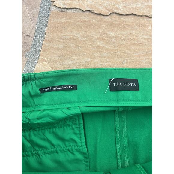 Talbots 20W Women’s High-Waist Tailored Ankle Pants Straight Leg Green CB - Picture 2 of 3